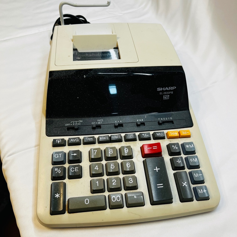 Sharp EL 2630PB III Electronic Calculator Printer 12 Digit Vintage Office